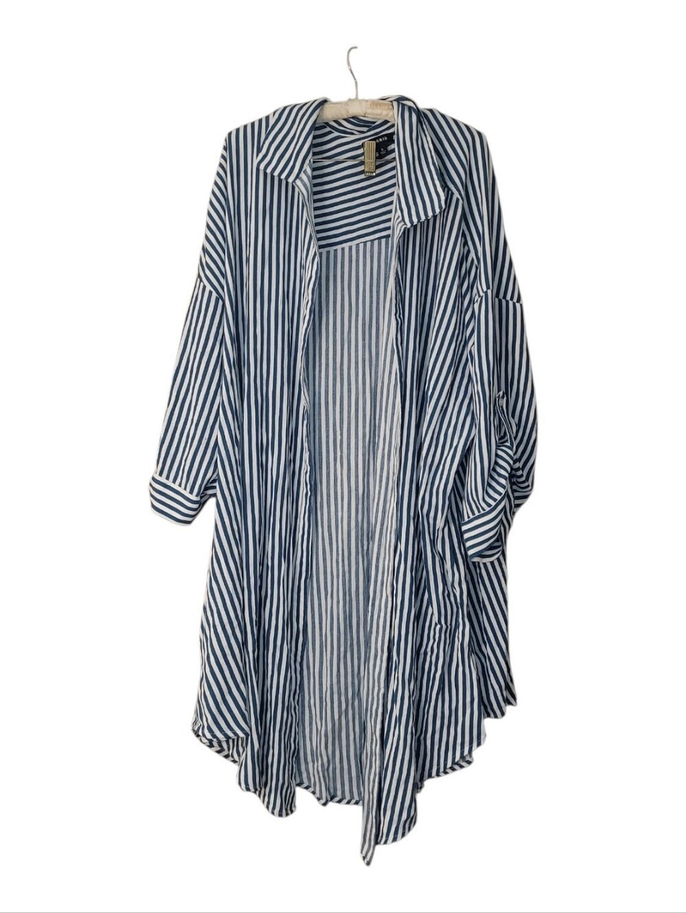 Torrid 4 Striped Oversized Kimono Shirt Boho 3/4 Roll Tab Sleeves 4X